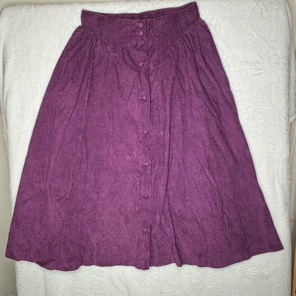 Vintage Panhandle Slim Corduroy Burgundy Skirt Sz 12 Boho